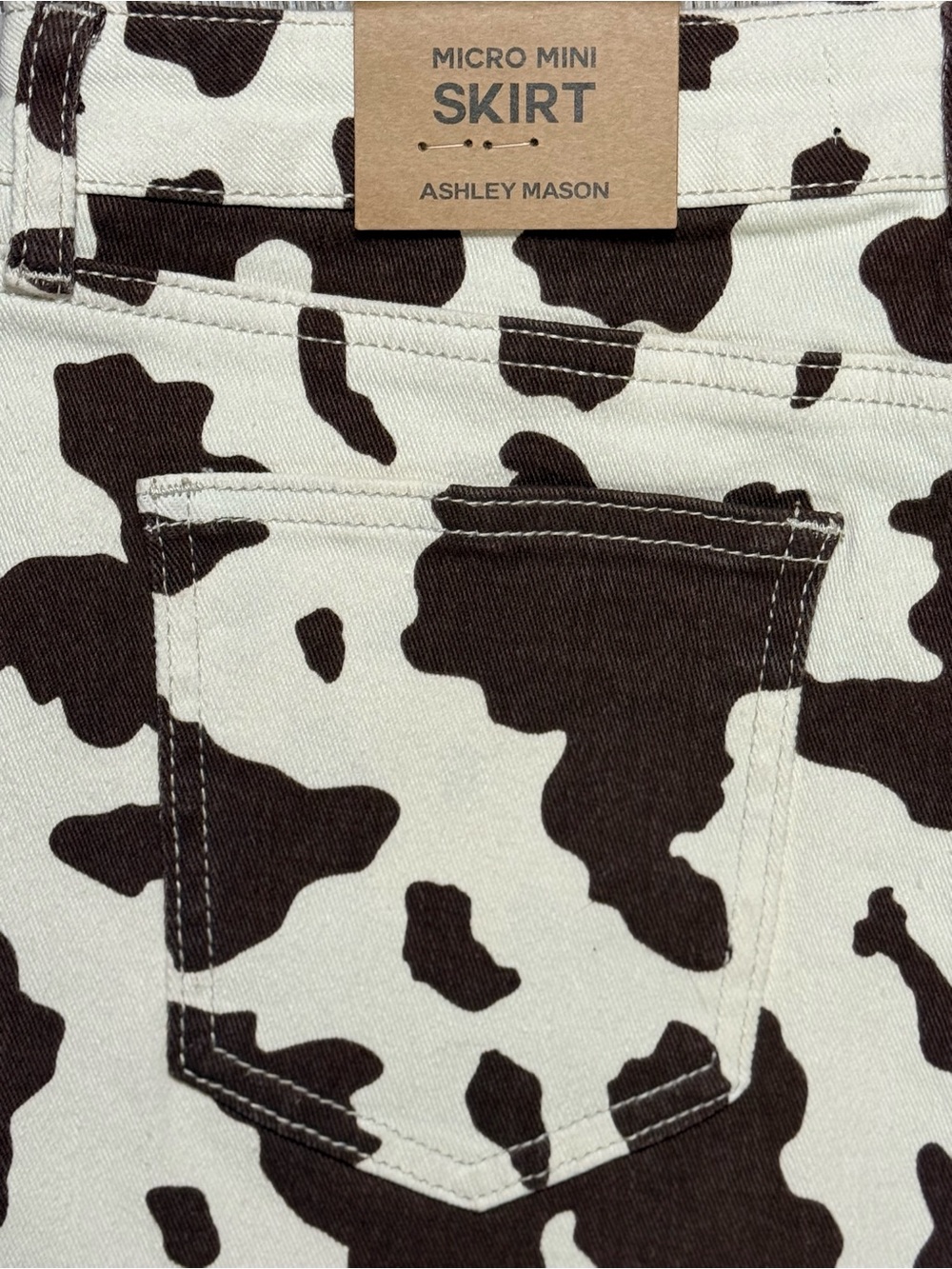 NWT Ashley Mason Cow Print Micro Mini Skirt Size 9/29 Western Y2K - Picture 8 of 10